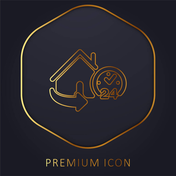 24 óra Home Service arany vonal prémium logó vagy ikon - Vektor, kép