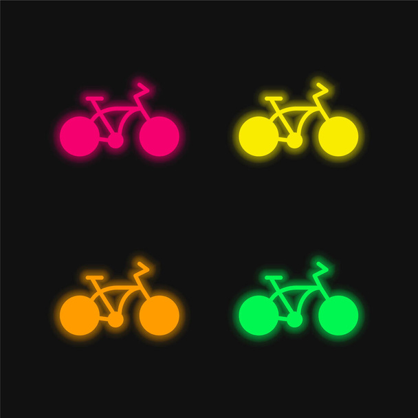 Bicicleta de cuatro colores brillante icono del vector de neón - Vector, imagen
