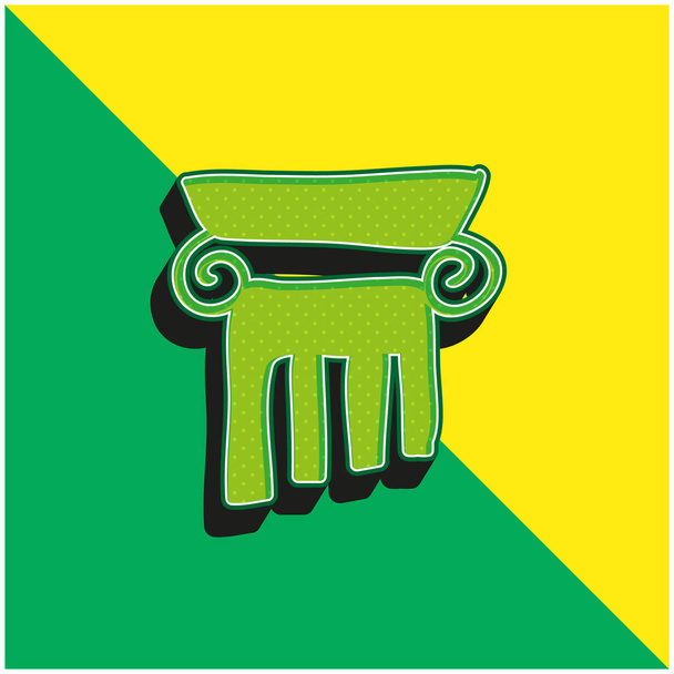 Antieke kolom Groen en geel modern 3D vector icoon logo - Vector, afbeelding