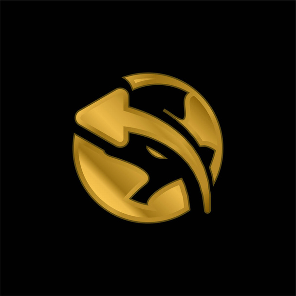 Pfeil auf Globus vergoldet metallisches Symbol oder Logo-Vektor - Vektor, Bild