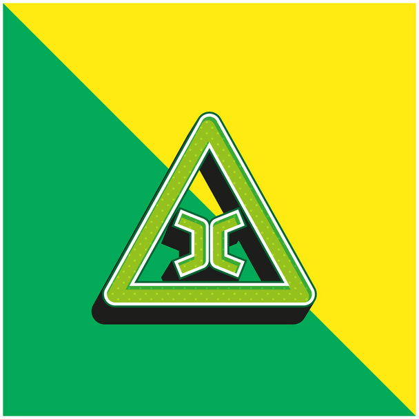 Bridge Sign Zöld és sárga modern 3D vektor ikon logó - Vektor, kép
