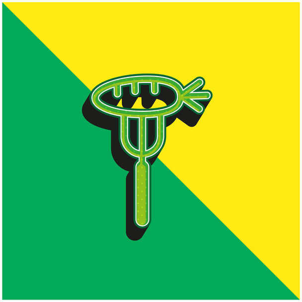 Bebé zanahoria en un tenedor verde y amarillo moderno vector 3d icono logo - Vector, Imagen