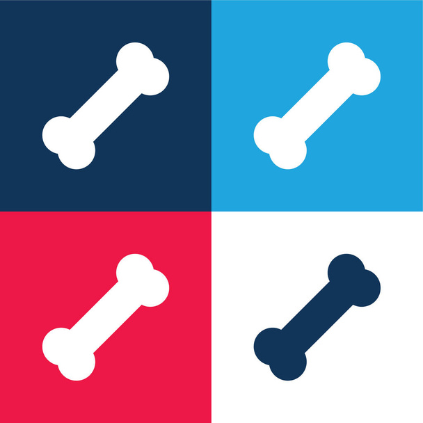 Conjunto de ícones mínimo de quatro cores azul e vermelho ósseo - Vetor, Imagem
