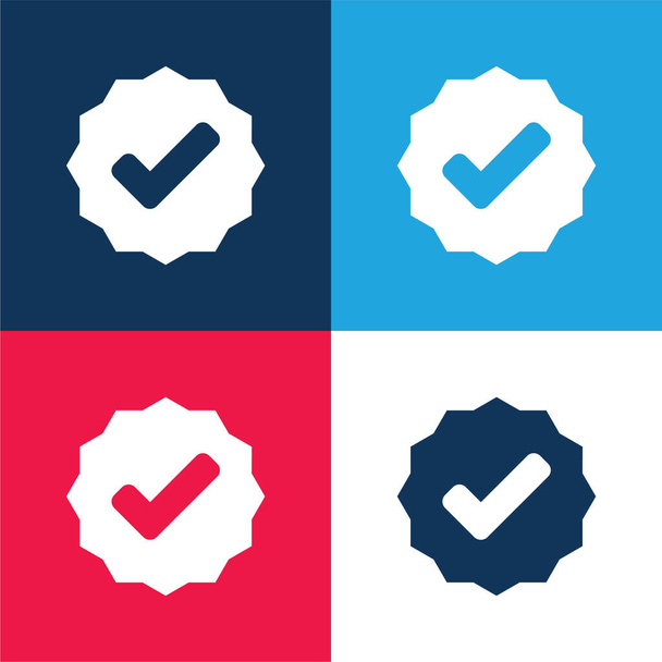 Approved Signal blue and red four color minimal icon set - Vector, Image