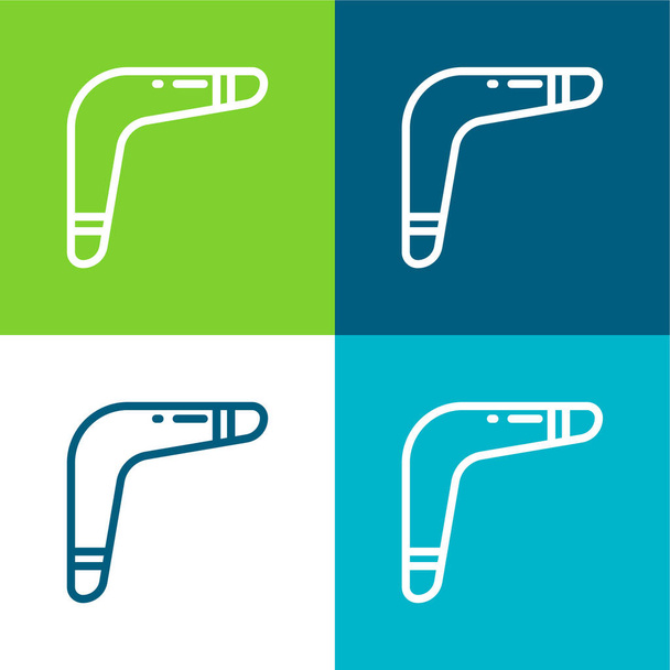 Boomerang Flat conjunto de iconos mínimos de cuatro colores - Vector, imagen