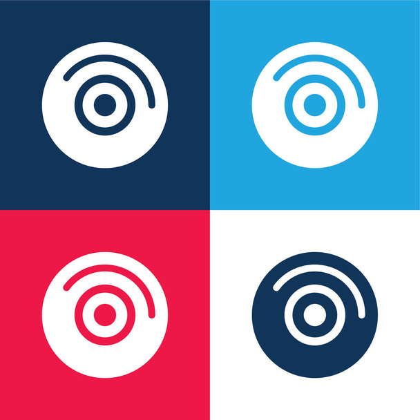 Disco audio con dettagli bianchi blu e rosso set di icone minimali a quattro colori - Vettoriali, immagini