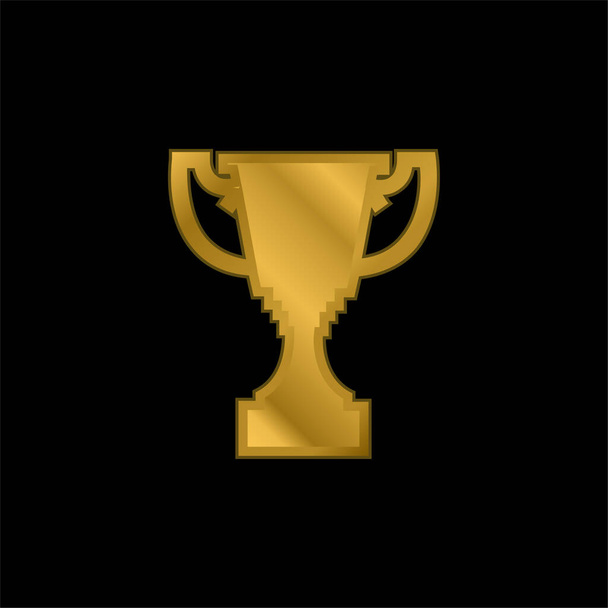 Trofeo de premio Forma chapado en oro icono metálico o logo vector - Vector, imagen