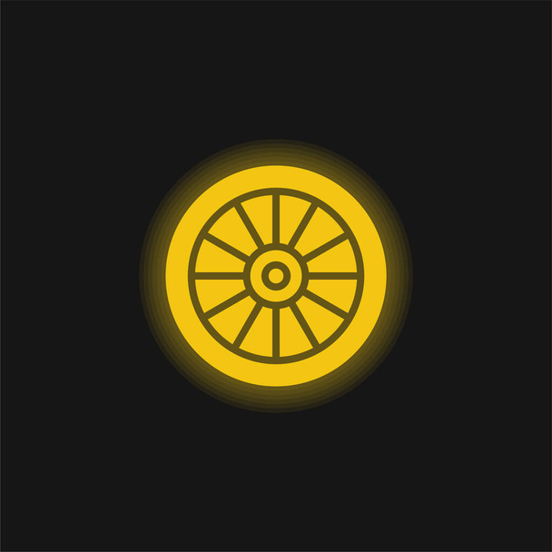 Legierung Rad gelb glühende Neon-Symbol - Vektor, Bild