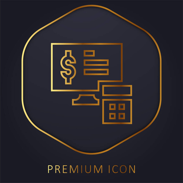 Accounting golden line premium logo or icon - Vector, Image