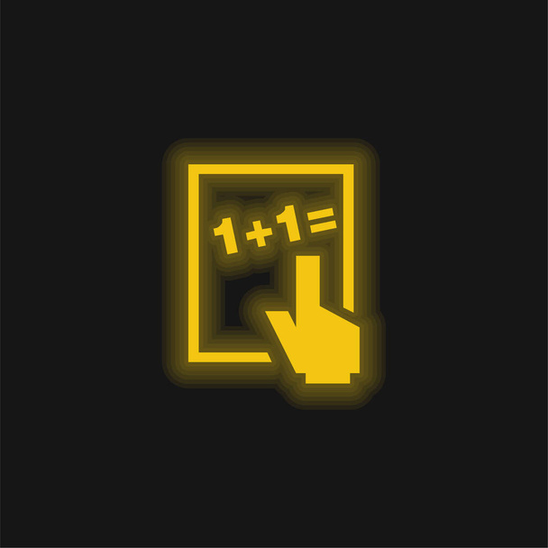 Základní matematika žlutá zářící neonová ikona - Vektor, obrázek