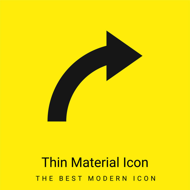 Pijl Curve Pointing To Right minimaal helder geel materiaal icoon - Vector, afbeelding
