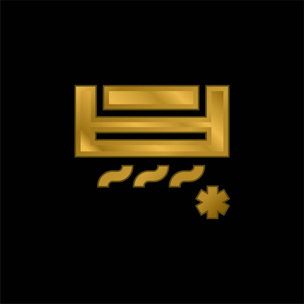 Aria condizionata oro placcato icona metallica o logo vettore - Vettoriali, immagini