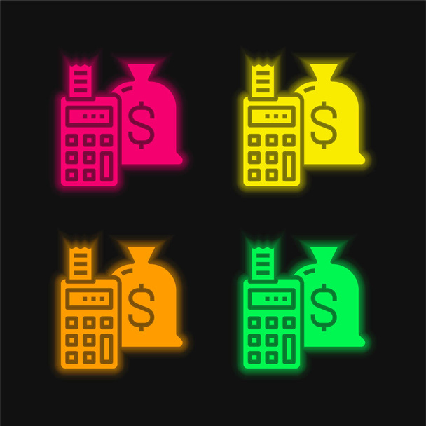 Accounting four color glowing neon vector icon - Vector, Image