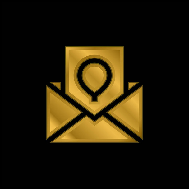 Cartão de aniversário banhado a ouro ícone metálico ou vetor logotipo - Vetor, Imagem
