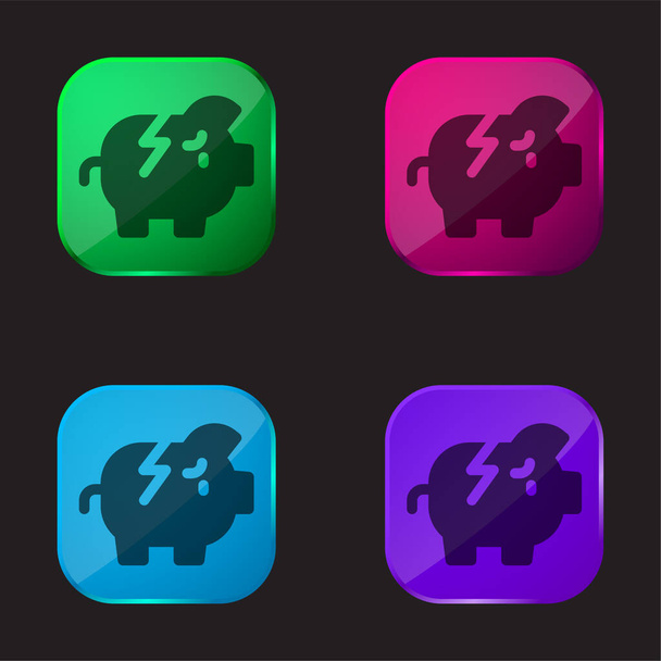 Bankrupt four color glass button icon - Vector, Image