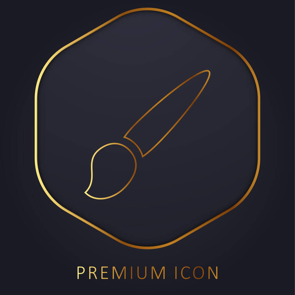 Artist Brush golden line premium logo or icon - Vector, Image