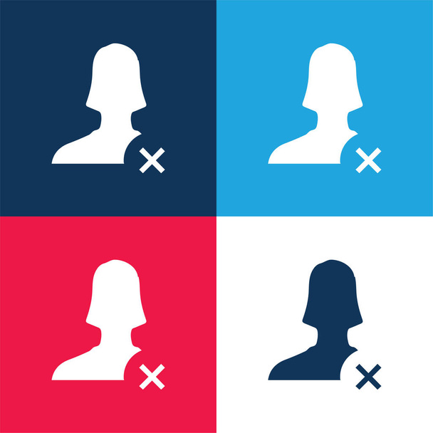 Blok Użytkownik niebieski i czerwony zestaw czterech kolorów minimalny zestaw ikon - Wektor, obraz