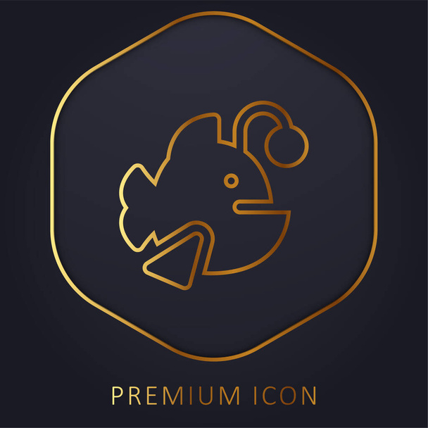 Anglerfish linha dourada logotipo premium ou ícone - Vetor, Imagem