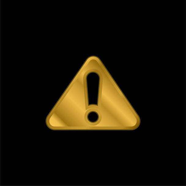 Alert Sign gold plated metalic icon or logo vector - Vector, Image