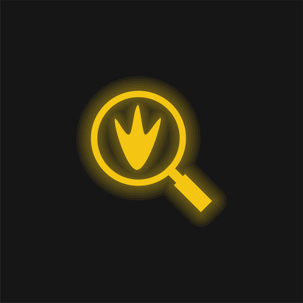 Madárlenyomatok sárga izzó neon ikon - Vektor, kép