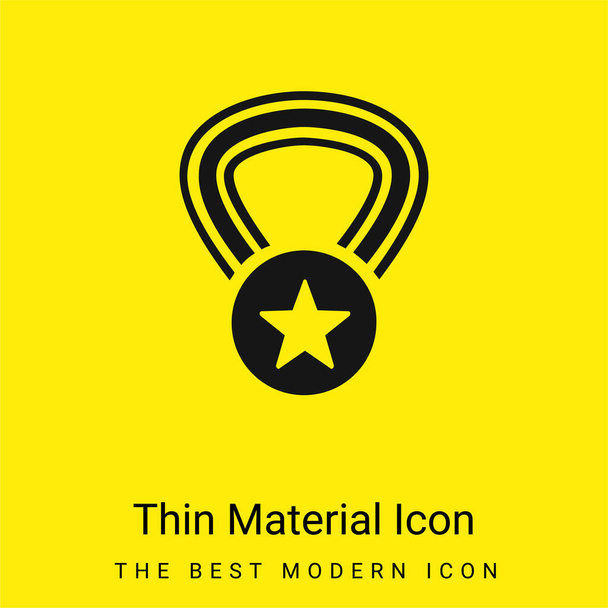 Award Medal With A Star On A Necklace minimal bright yellow material icon - Vector, Image