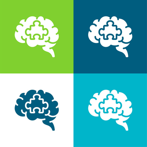 Mozek Byt čtyři barvy minimální ikona nastavena - Vektor, obrázek