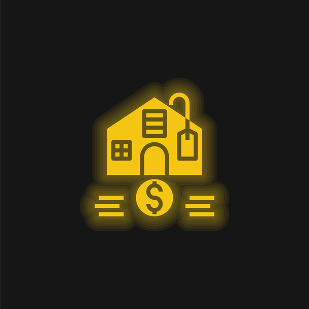 Affordable yellow glowing neon icon - Vector, Image