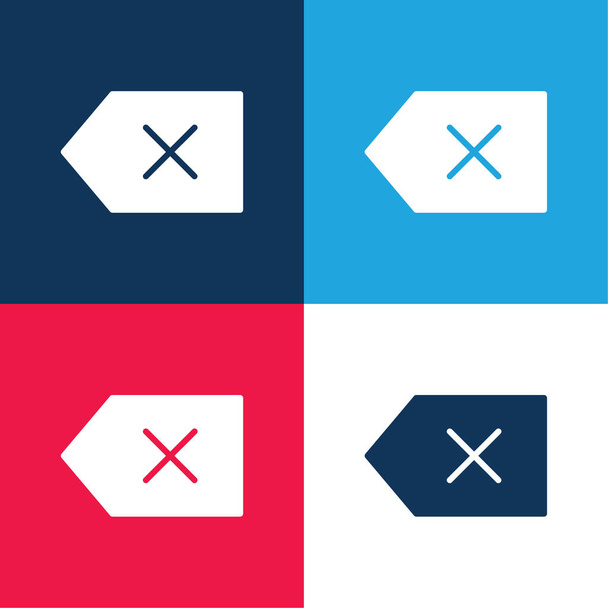 Backspace modrá a červená čtyři barvy minimální ikona nastavena - Vektor, obrázek