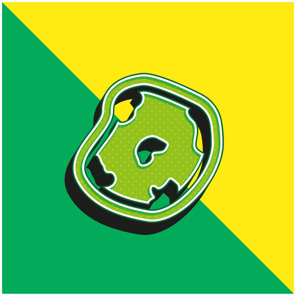 Asteroide verde y amarillo moderno 3d vector icono logotipo - Vector, Imagen