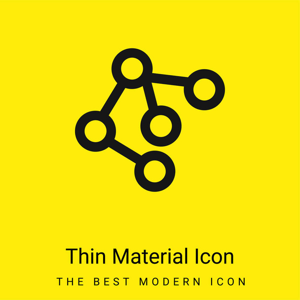 Atomová struktura z kroužků a čar minimální jasně žlutá ikona materiálu - Vektor, obrázek