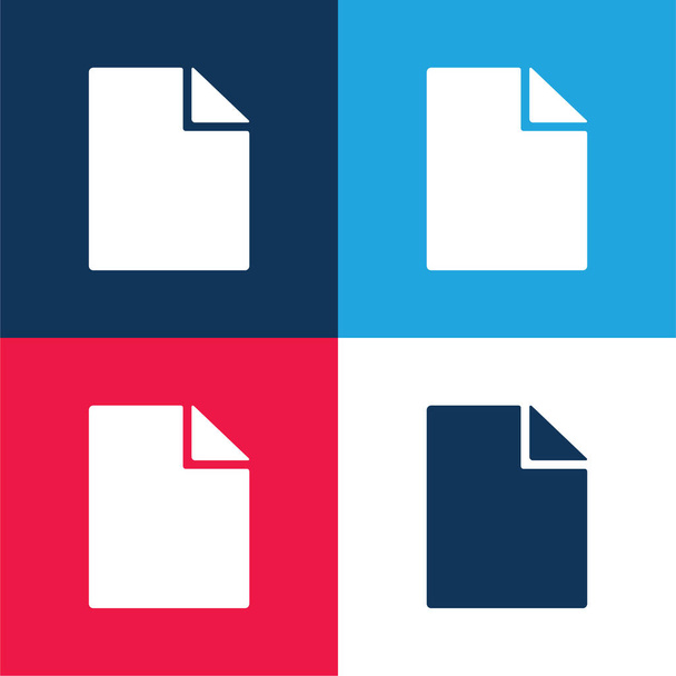 Blanco Document blauw en rood vier kleuren minimale pictogram set - Vector, afbeelding