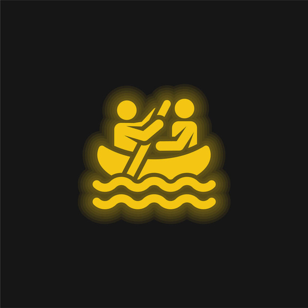 Човен жовтий сяючий неоновий значок
 - Вектор, зображення