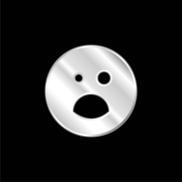 Black Eye And Opened Mouth Emoticon Square Face серебристый металлический значок - Вектор,изображение