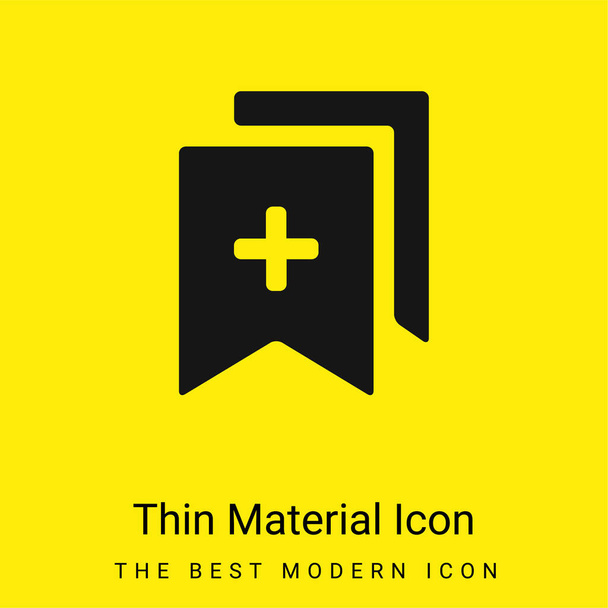 Add Bookmarks minimal bright yellow material icon - Vector, Image