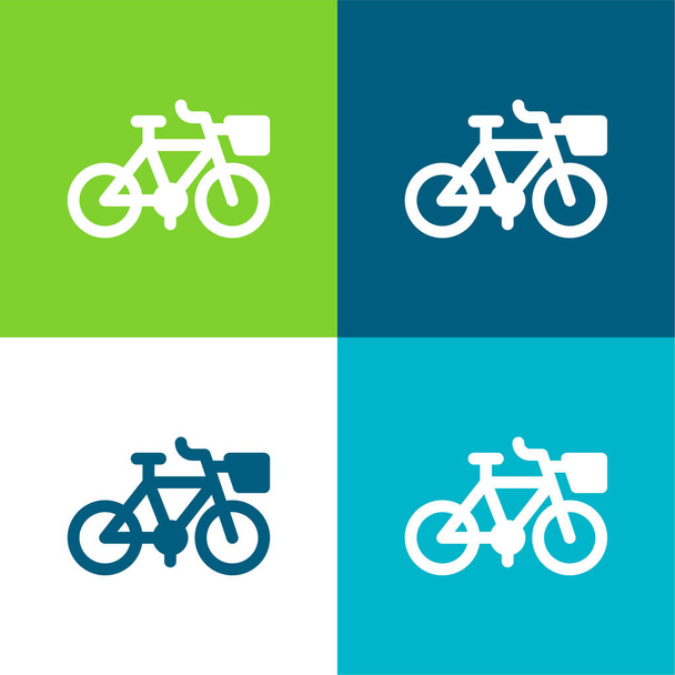 Bicycle Flat four color minimal icon set - Vector, Image