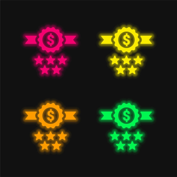 Jelvény négy szín izzó neon vektor ikon - Vektor, kép