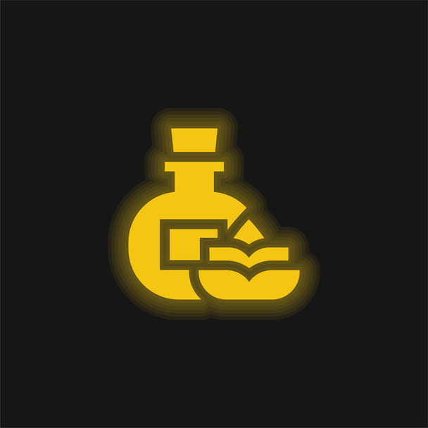Aromaterápia sárga izzó neon ikon - Vektor, kép