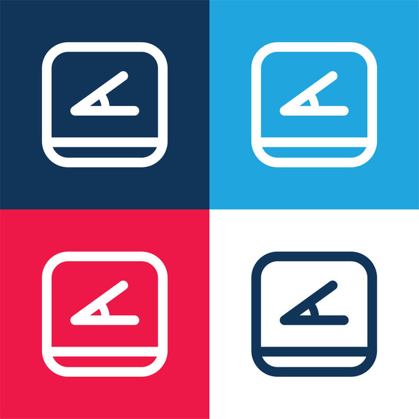 Botão de ângulo azul e vermelho conjunto de ícones mínimos de quatro cores - Vetor, Imagem
