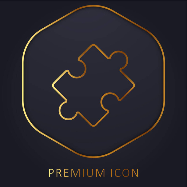 Black Rotated Puzzle Piece golden line premium logo or icon - Vector, Image