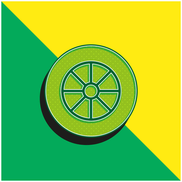 Alloy Wheel Vihreä ja keltainen moderni 3d vektori kuvake logo - Vektori, kuva