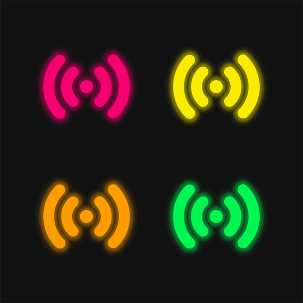 Антена сигнал чотири кольори, що світяться неоном Векторна піктограма
 - Вектор, зображення