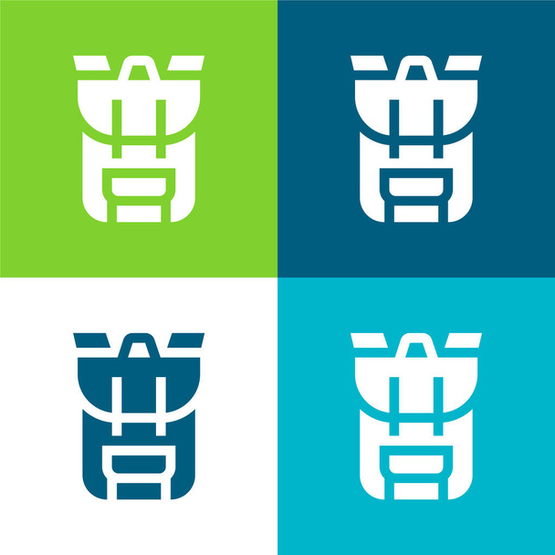 Backpack Flat four color minimal icon set - Vector, Image