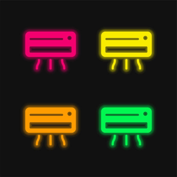Klima Dört renk parlayan neon vektör simgesi - Vektör, Görsel