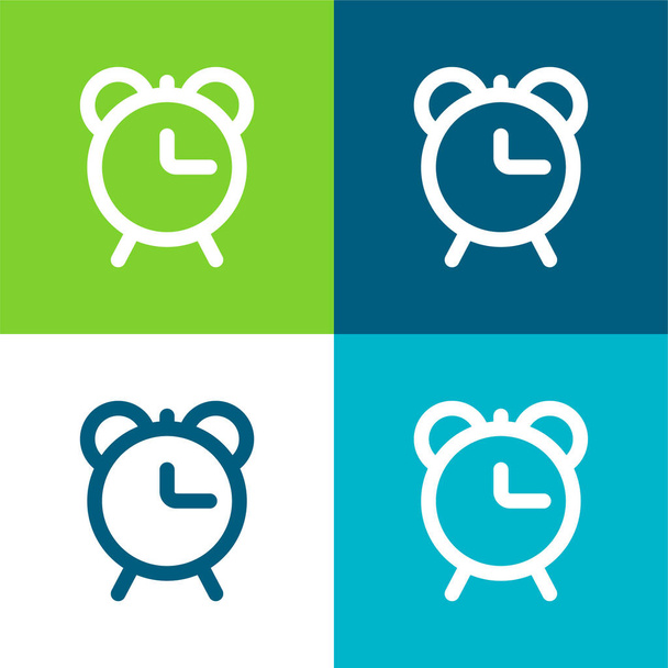 Esboço do relógio de alarme Conjunto de ícones mínimos de quatro cores plano - Vetor, Imagem