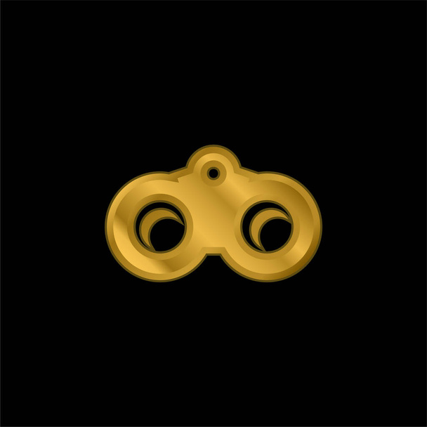 Prismáticos chapado en oro icono metálico o logo vector - Vector, Imagen