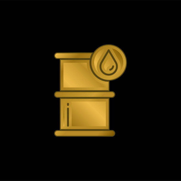 Beczka pozłacana metaliczna ikona lub wektor logo - Wektor, obraz