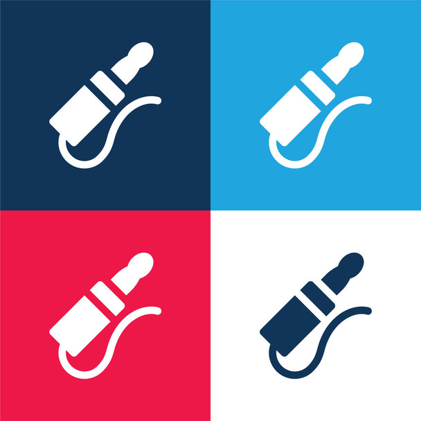 Audio Jack blue and red four color minimal icon set - Vector, Image