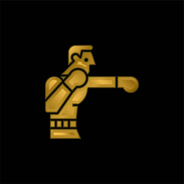 Boxe banhado a ouro ícone metálico ou vetor logotipo - Vetor, Imagem