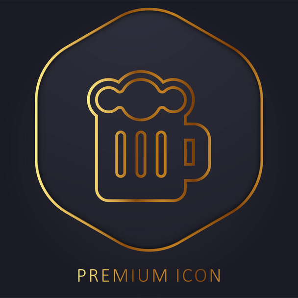 Cerveza línea dorada logotipo premium o icono - Vector, imagen