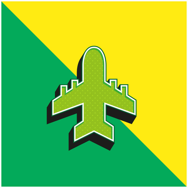 Flugzeug Grünes und gelbes modernes 3D-Vektorsymbol-Logo - Vektor, Bild